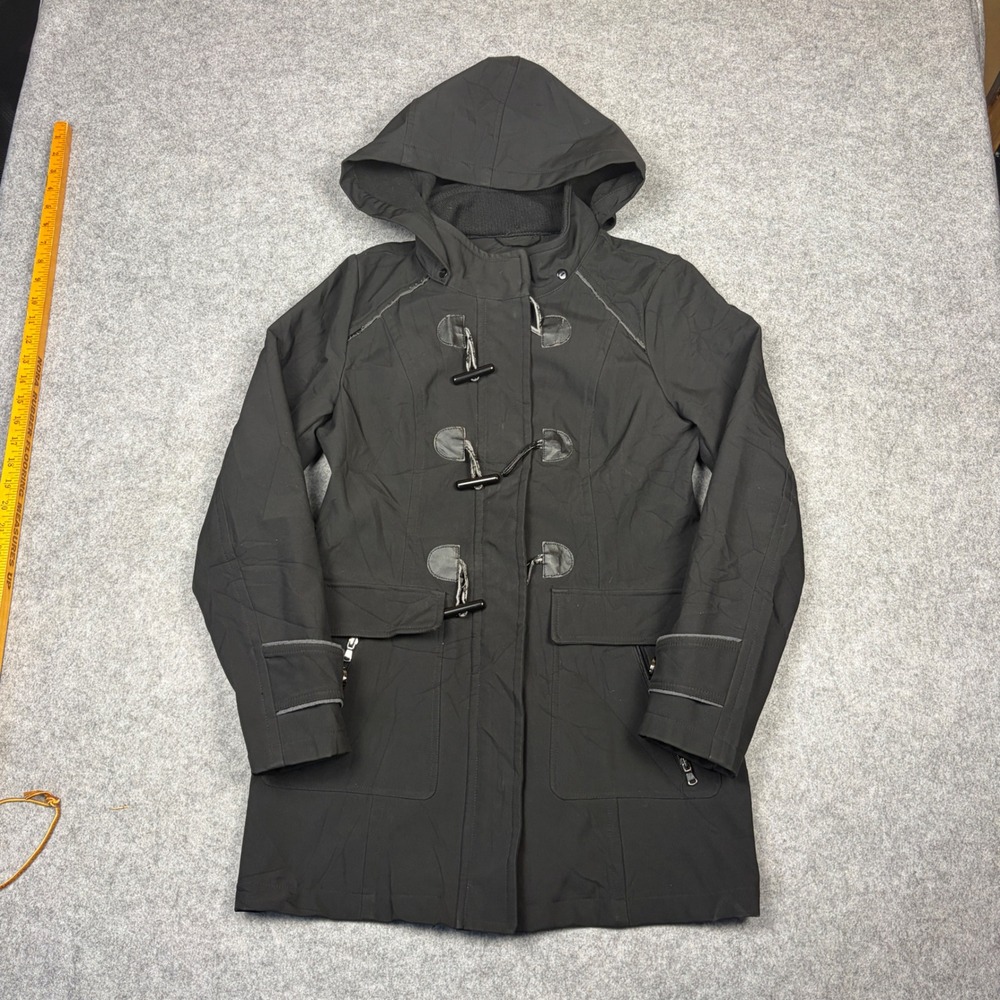 Sebby Collection Black Water Resistant Windproof Toggle Hooded Coat Womens M